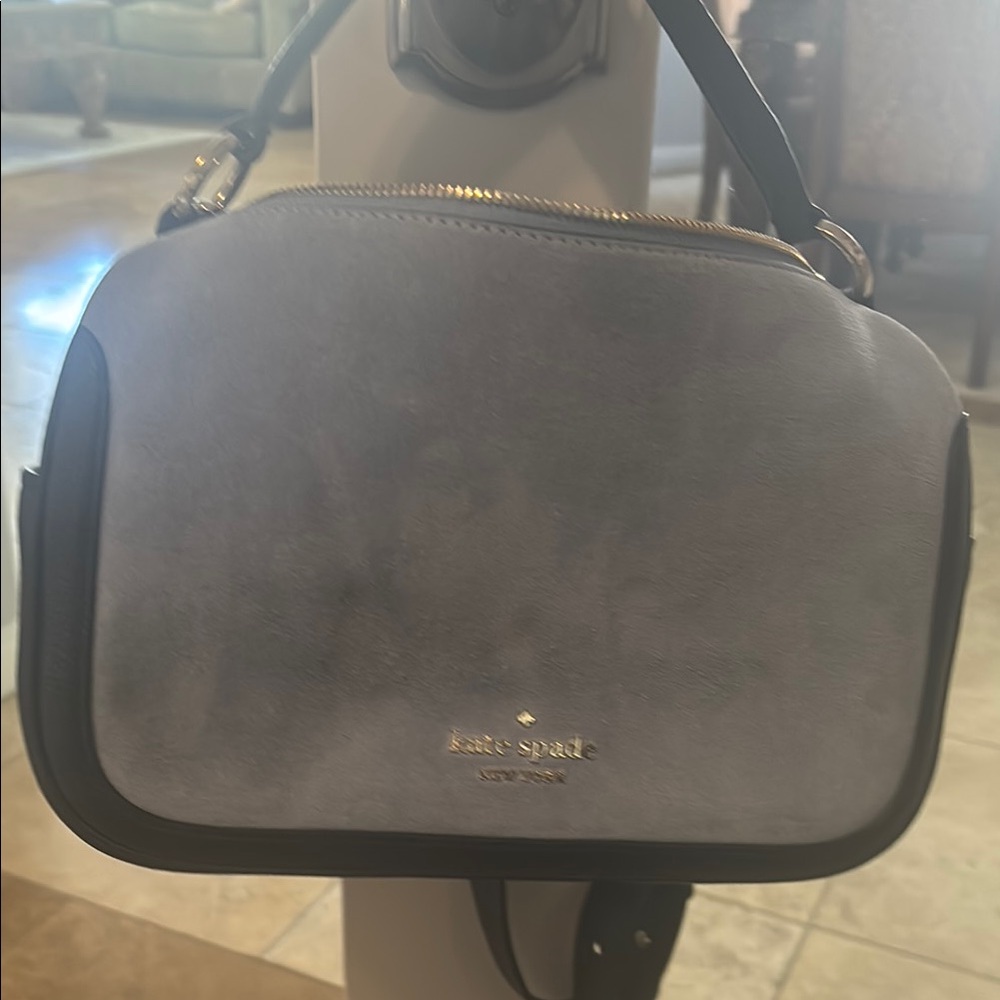Kate Spade Blue Crossbody Camera Bag with Gold Accents